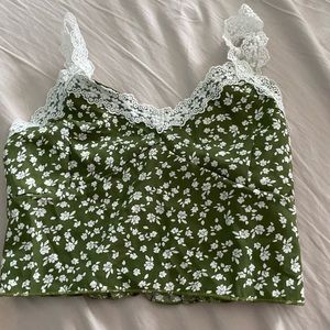 Green and white crop top